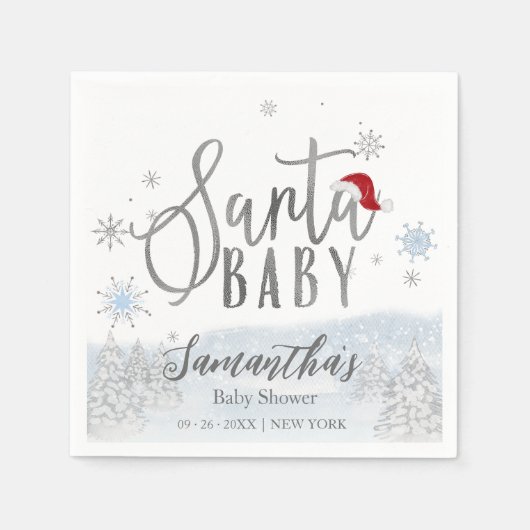 Santa Baby Kerstwinter Baby shower Napkins Servet (Voorkant)