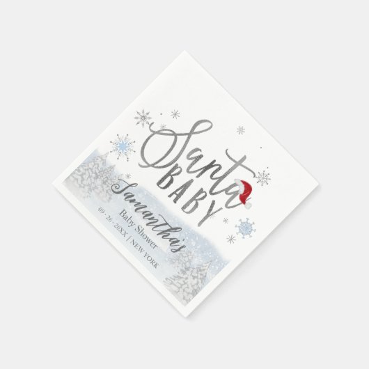 Santa Baby Kerstwinter Baby shower Napkins Servet (Hoek)