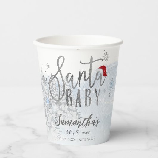 Santa Baby Kerstwinter Baby shower Papieren Bekers (Voorkant)