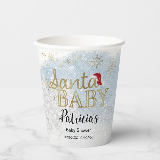 Santa Baby Kerstwinter Baby shower Papieren Bekers (Voorkant)