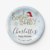 Santa Baby Kerstwinter Baby shower Papieren Bordje (Voorkant)