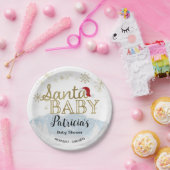 Santa Baby Kerstwinter Baby shower Papieren Bordje (Feest)