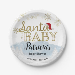 Santa Baby Kerstwinter Baby shower Papieren Bordje