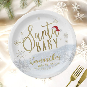 Santa Baby Kerstwinter Baby shower Papieren Bordje