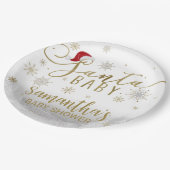 Santa Baby Kerstwinter Baby shower Papieren Bordje (Gekanteld)