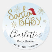 Santa Baby Kerstwinter Baby shower Ronde Sticker (Voorkant)