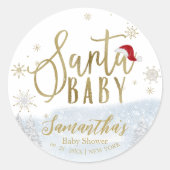 Santa Baby Kerstwinter Baby shower Ronde Sticker (Voorkant)