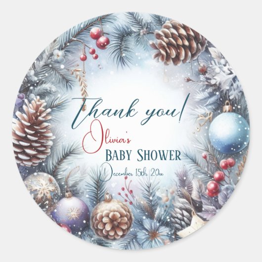 Santa Baby Kerstwinter Baby shower Ronde Sticker (Voorkant)