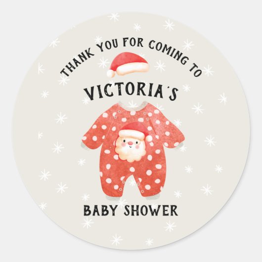 Santa Baby Kerstwinter Baby shower Ronde Sticker (Voorkant)