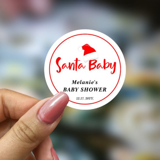 Santa Baby Kerstwinter Baby shower Ronde Sticker