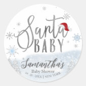 Santa Baby Kerstwinter Baby shower Ronde Sticker (Voorkant)