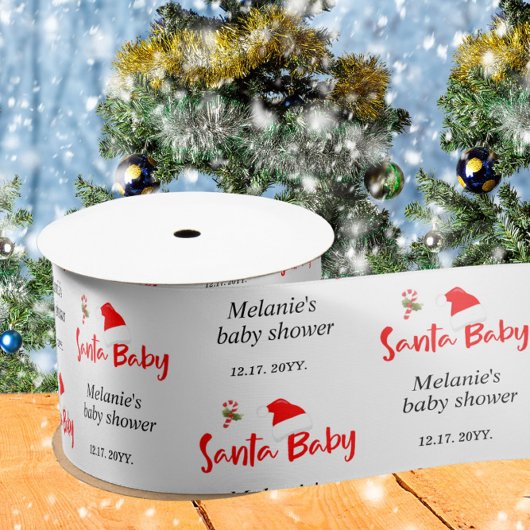 Santa Baby Kerstwinter Baby shower Satijnen Lint