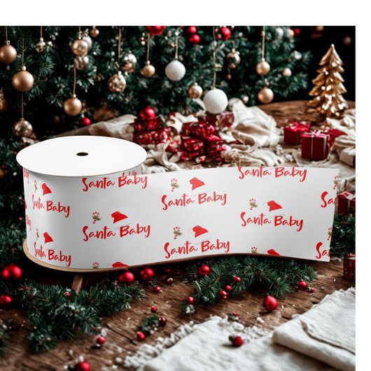 Santa Baby Kerstwinter Baby shower Satijnen Lint