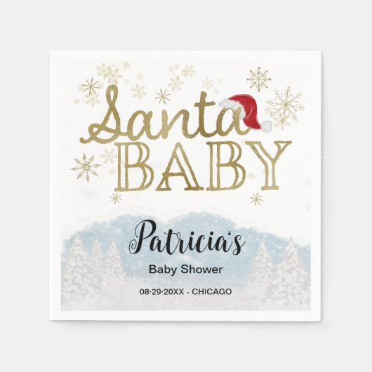 Santa Baby Kerstwinter Baby shower Servet (Voorkant)