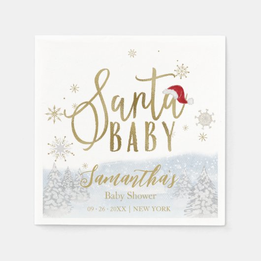 Santa Baby Kerstwinter Baby shower Servet (Voorkant)