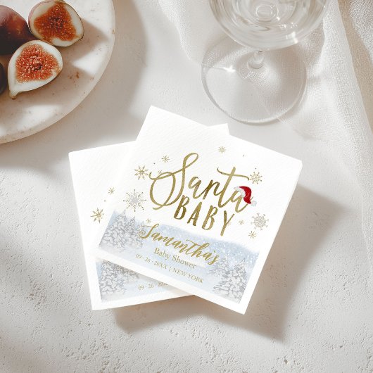 Santa Baby Kerstwinter Baby shower Servet