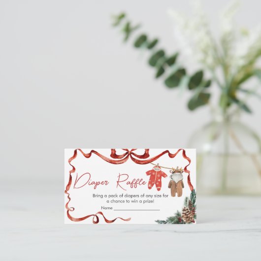 Santa Baby Kleding Kerst Baby Luier Raffle Informatiekaartje (Staand voorkant)