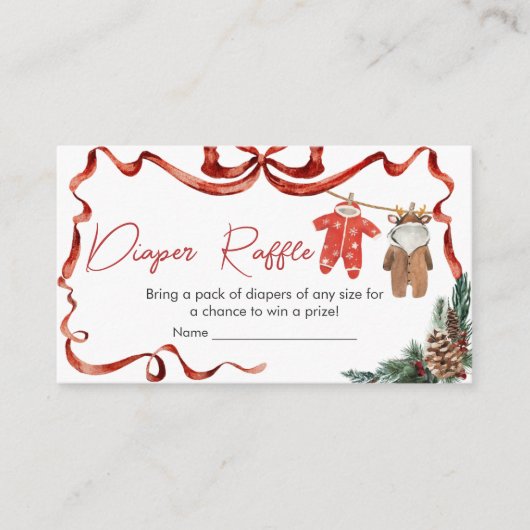 Santa Baby Kleding Kerst Baby Luier Raffle Informatiekaartje (Voorkant)