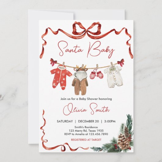 Santa Baby Kleding Kerst Baby shower Kaart (Voorkant)