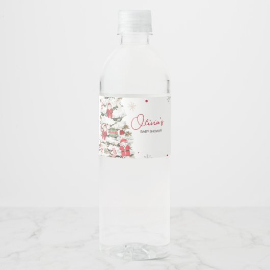 Santa Baby Kleding Kerst Baby shower Waterfles Etiket (Voorkant)