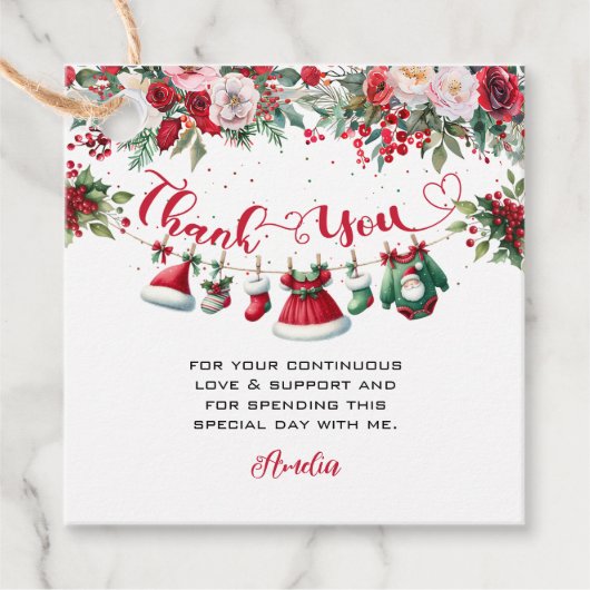 Santa Baby Kleding Kerstmis Winter Baby shower Bedankjes Labels (Voorkant)