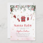Santa Baby Kleding Kerstmis Winter Baby shower Kaart (Voorkant)