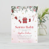 Santa Baby Kleding Kerstmis Winter Baby shower Kaart (Staand voorkant)