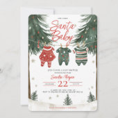 Santa Baby Kleding LinePine Trees Baby shower Kaart (Voorkant)
