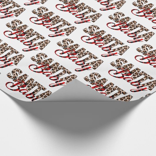 Santa Baby Leopard Pset Kerstmis Cadeaupapier (Hoek)