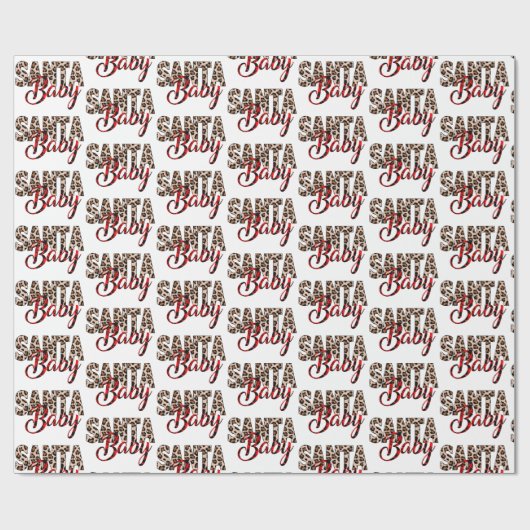 Santa Baby Leopard Pset Kerstmis Cadeaupapier (Vlak)