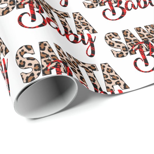 Santa Baby Leopard Pset Kerstmis Cadeaupapier (Rol Hoek)