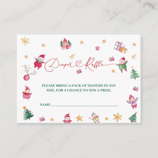 Santa Baby Luier Raffle Baby shower Informatiekaartje (Voorkant)