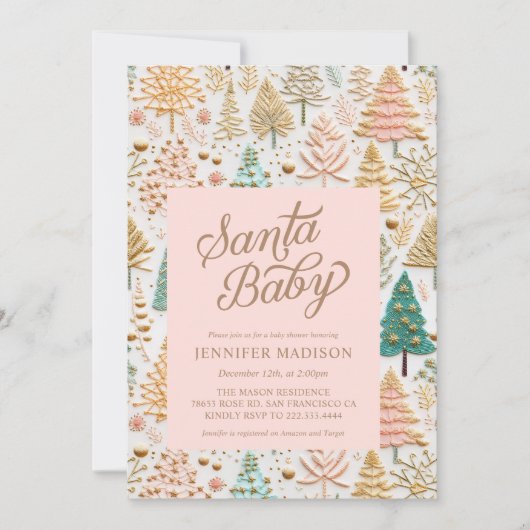 Santa Baby Meisje Baby shower Kaart (Voorkant)