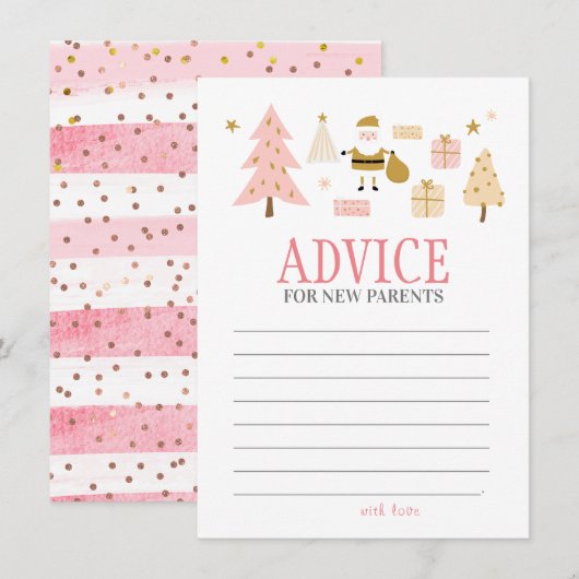 Santa Baby Meisje Douche Advies voor Nieuwe Ouders Notitiekaartje (Voorkant / Achterkant)