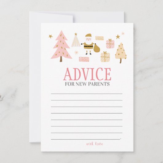 Santa Baby Meisje Douche Advies voor Nieuwe Ouders Notitiekaartje (Voorkant)