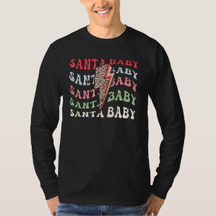 Santa Baby Merry Babe Bliksemflits Retro Luipaard T-shirt