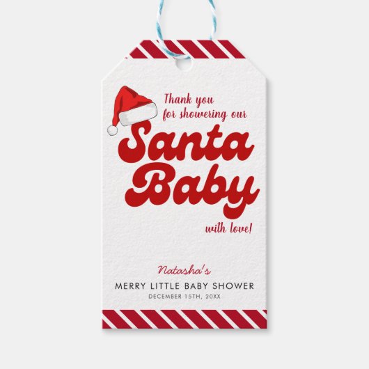 Santa Baby Merry Little Christmas Baby shower Cadeaulabel (Voorkant)