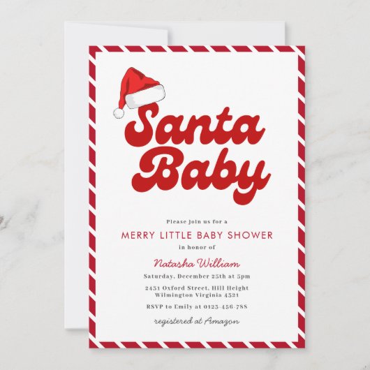 Santa Baby Merry Little Christmas Baby shower Kaart (Voorkant)