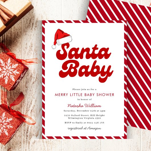 Santa Baby Merry Little Christmas Baby shower Kaart