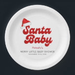 Santa Baby Merry Little Christmas Baby shower Papieren Bordje<br><div class="desc">Het ontwerp is voorzien van een "Santa Baby" thema baby shower met een leuke Santa hat,  ideaal voor een vakantie baby shower. Als u hulp nodig heeft bij het aanpassen van het product of als u bijpassende producten nodig heeft,  neem dan contact met mij op via Zazzle.</div>