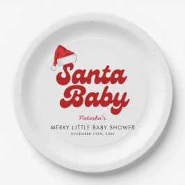Santa Baby Merry Little Christmas Baby shower Papieren Bordje