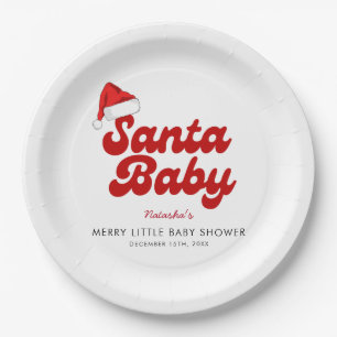 Santa Baby Merry Little Christmas Baby shower Papieren Bordje