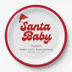 Santa Baby Merry Little Christmas Baby shower Papieren Bordje