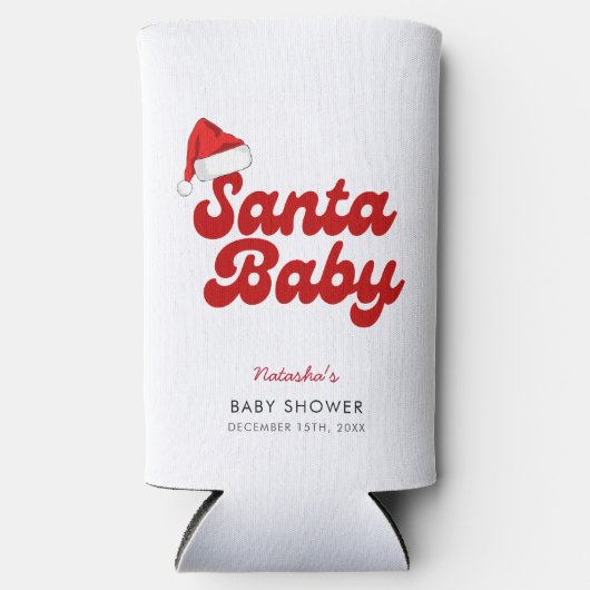 Santa Baby Merry Little Christmas Baby shower Seltzer Blikjeskoeler (Voorkant)