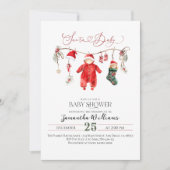 Santa Baby Minimal Christmas Baby shower Kaart (Voorkant)