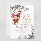 Santa Baby Minimalist Winter Baubles Baby Shower Kaart (Voorkant)