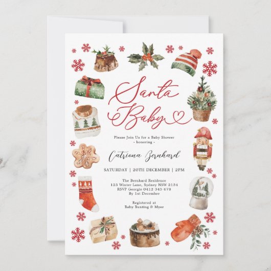 Santa Baby - Modern Baby shower voor de kerstperio Kaart (Voorkant)