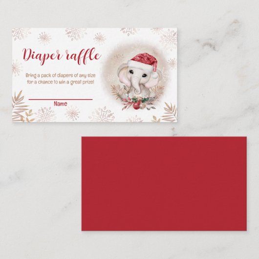 Santa Baby Olifant Baby shower Luier Raffle Kaart (Voorkant / Achterkant)