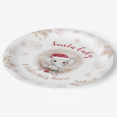 Santa Baby Olifant Christmas Boy Baby shower Papieren Bordje (Gekanteld)