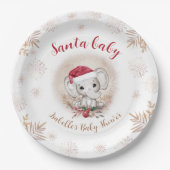 Santa Baby Olifant Christmas Boy Baby shower Papieren Bordje (Voorkant)